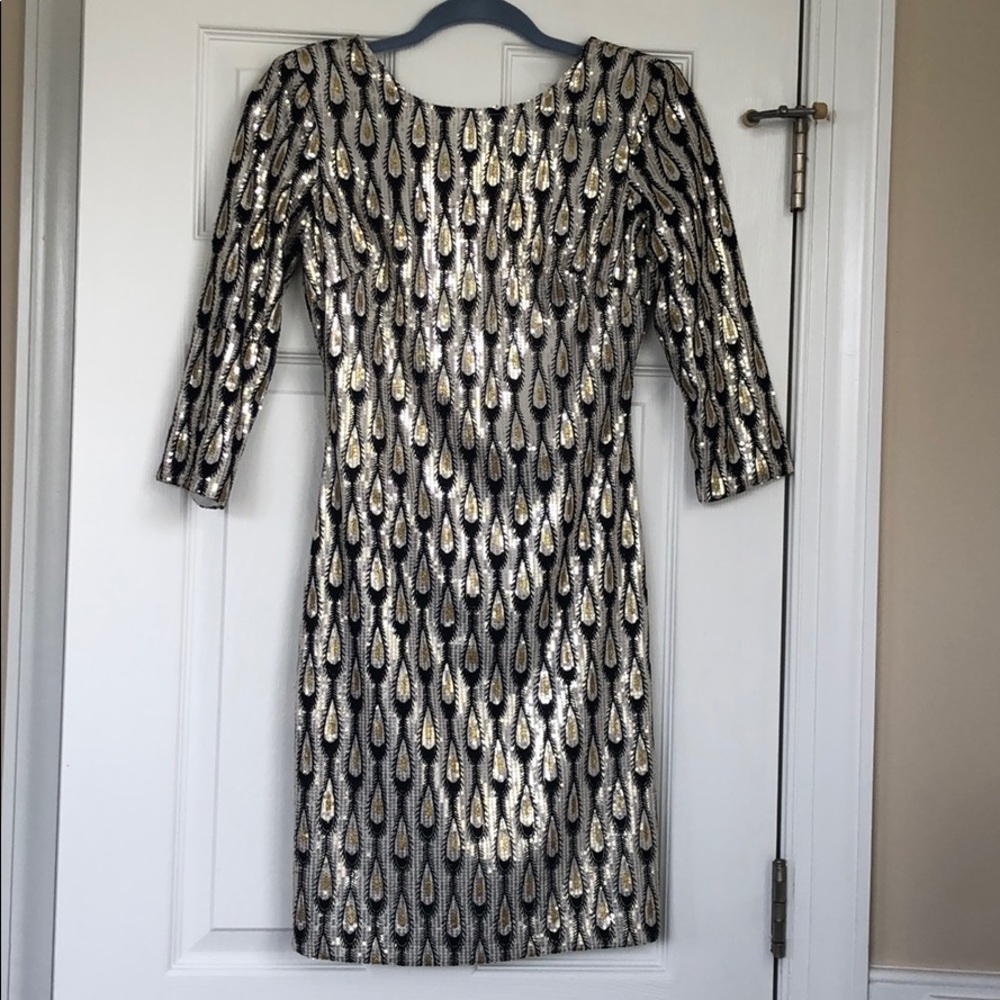 Silver, gold and black sequin dress!